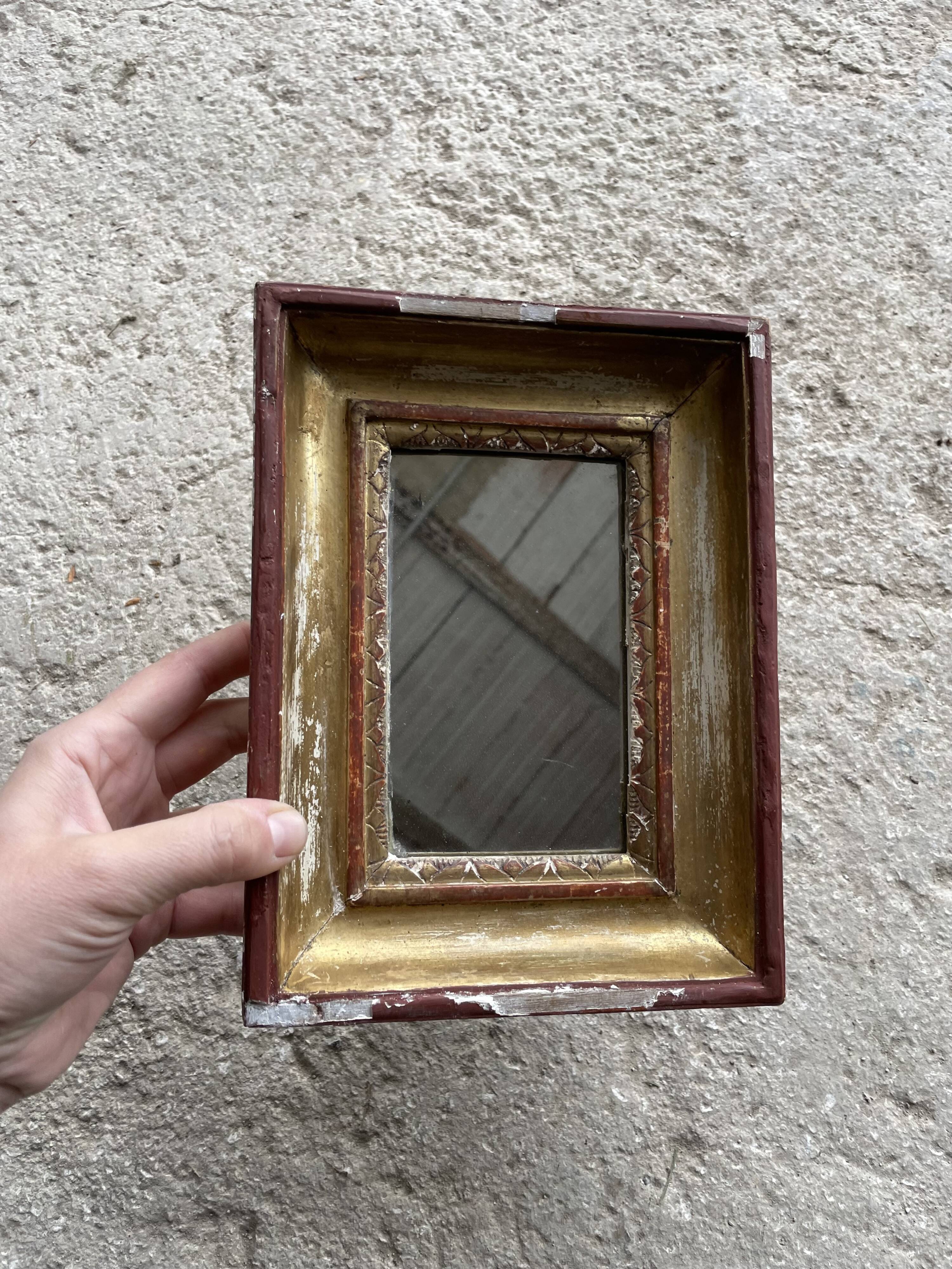 Small antique gold mirror 16x23cm