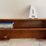 Vintage solid oak geometric wall shelf