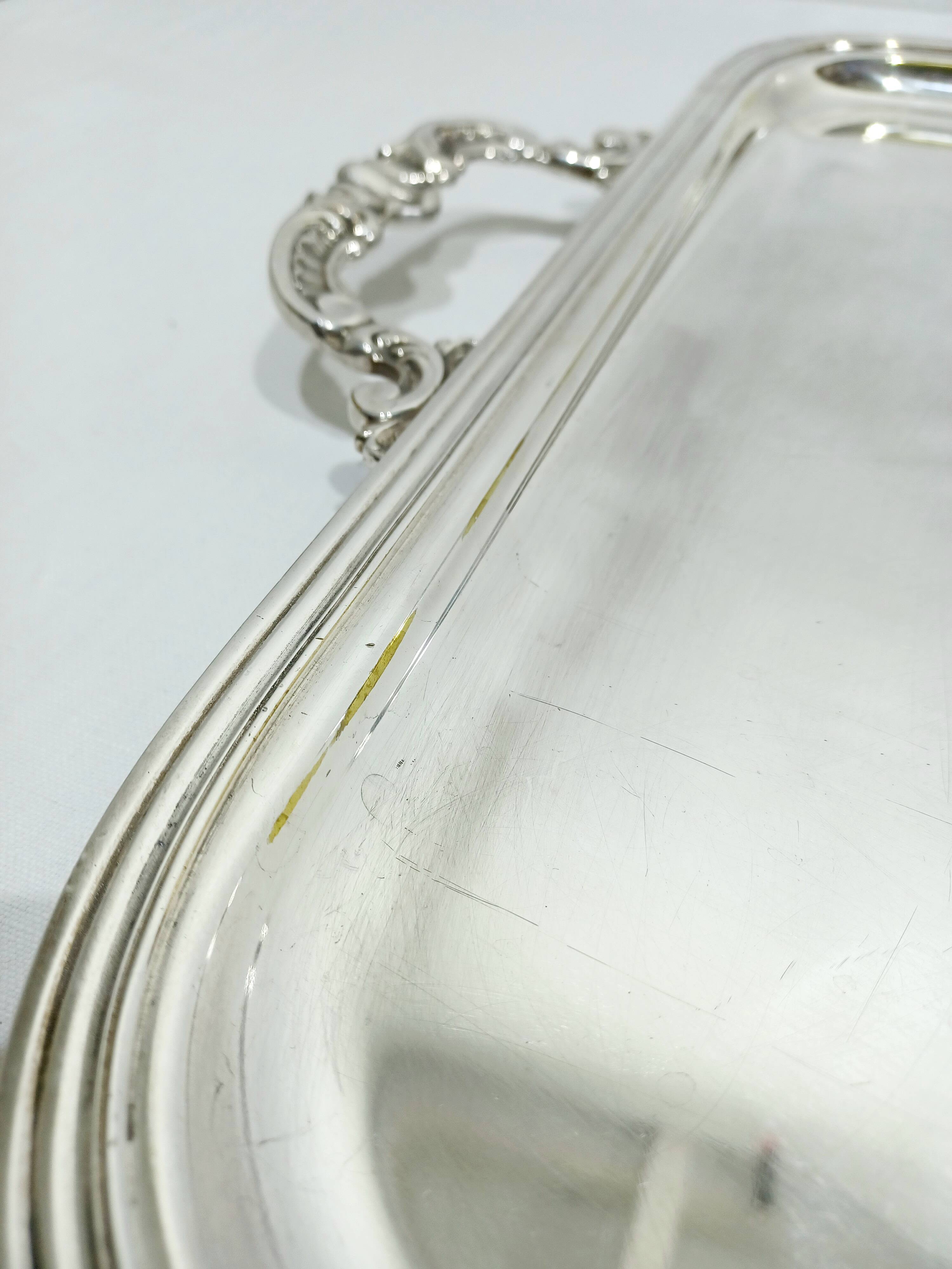 Silver-plated tray with handles