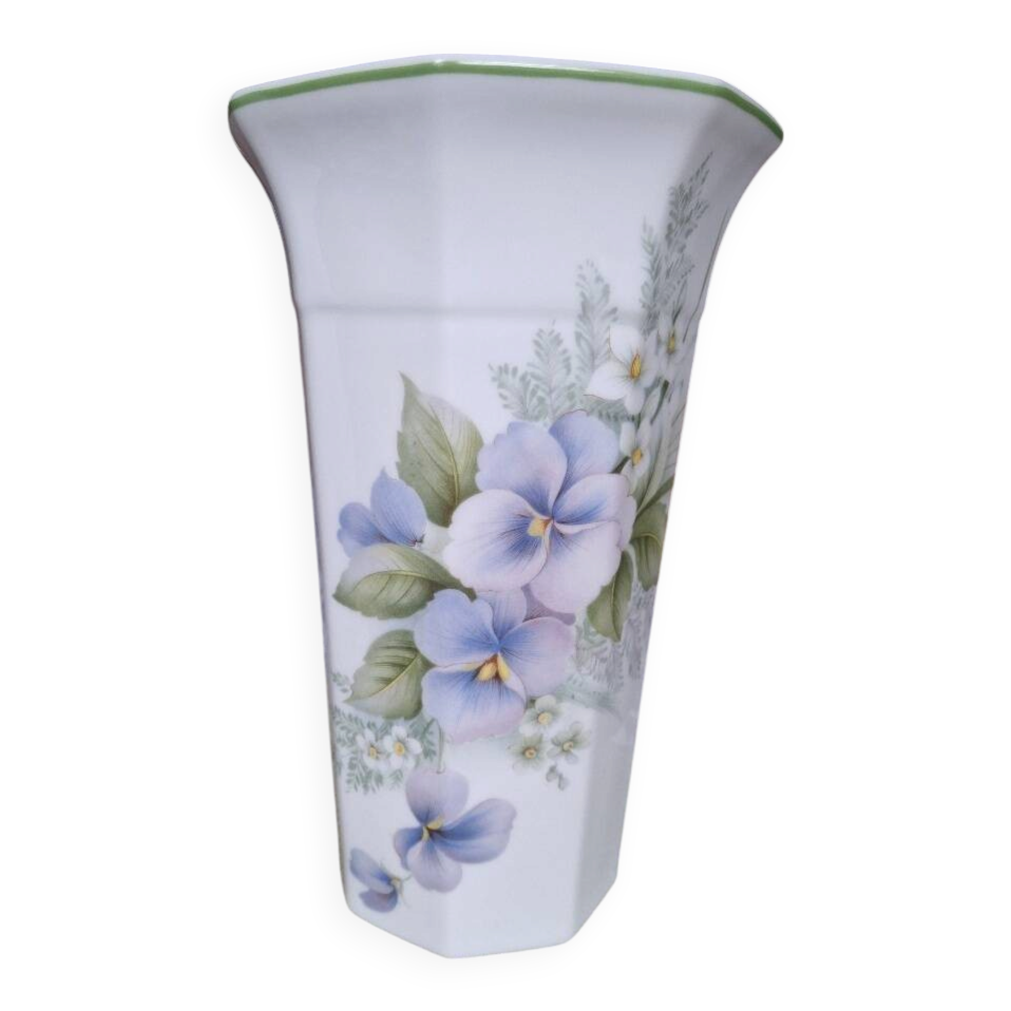 Superbe grand vase octogonal Porcelaine Limoges France