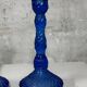Pair of vintage cobalt blue twisted glass candlesticks h 24.5 cm