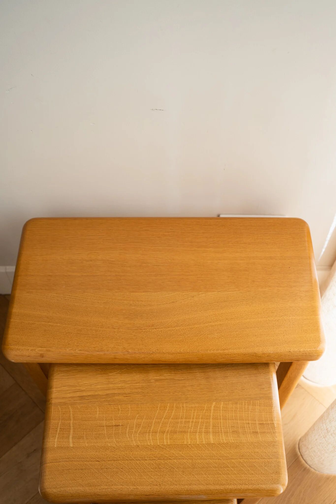 Vintage brutalist 60s/70s oak nesting tables