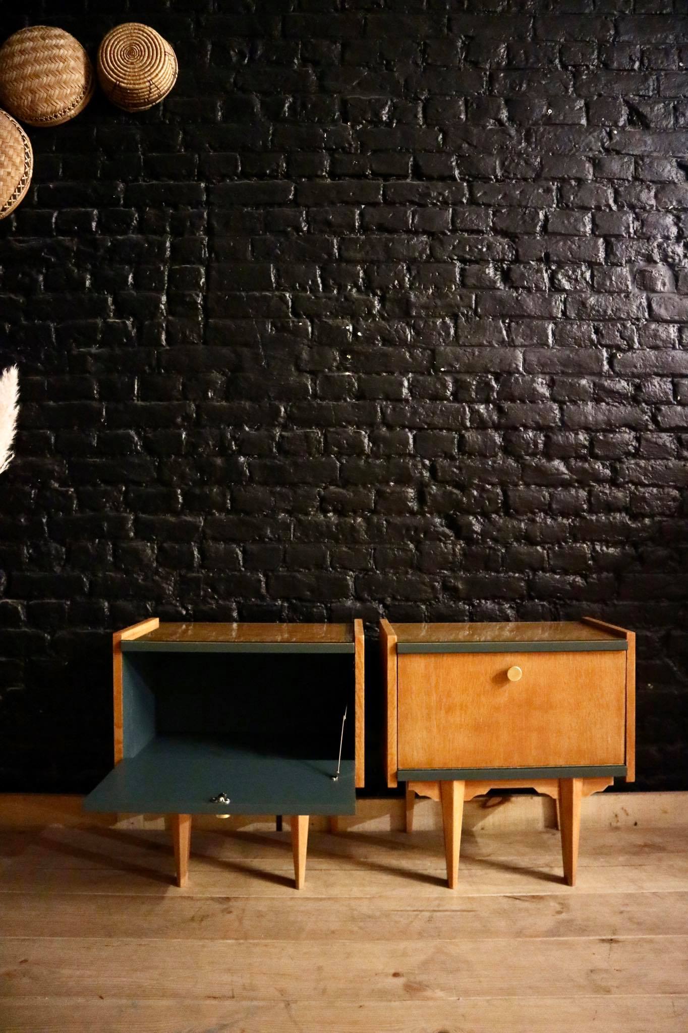 Pair of vintage bedsides