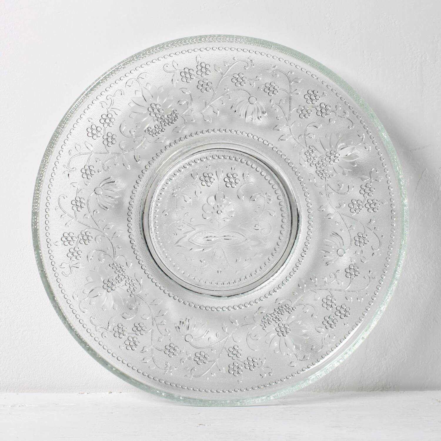 Cibulak Glass Plate: Mid-Century Clear Modern Platter by Pavel Panek/ 1974