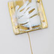 Murano glass wall lamp in white and pale-blue on brass backplate - J.T. Kalmar, 1960s