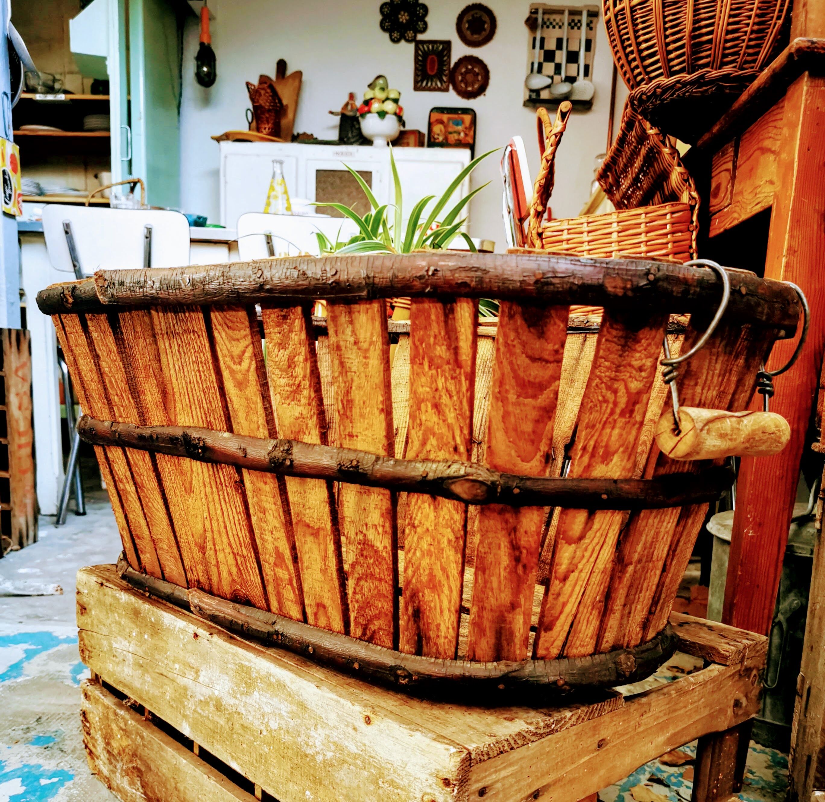 Antique wooden basket