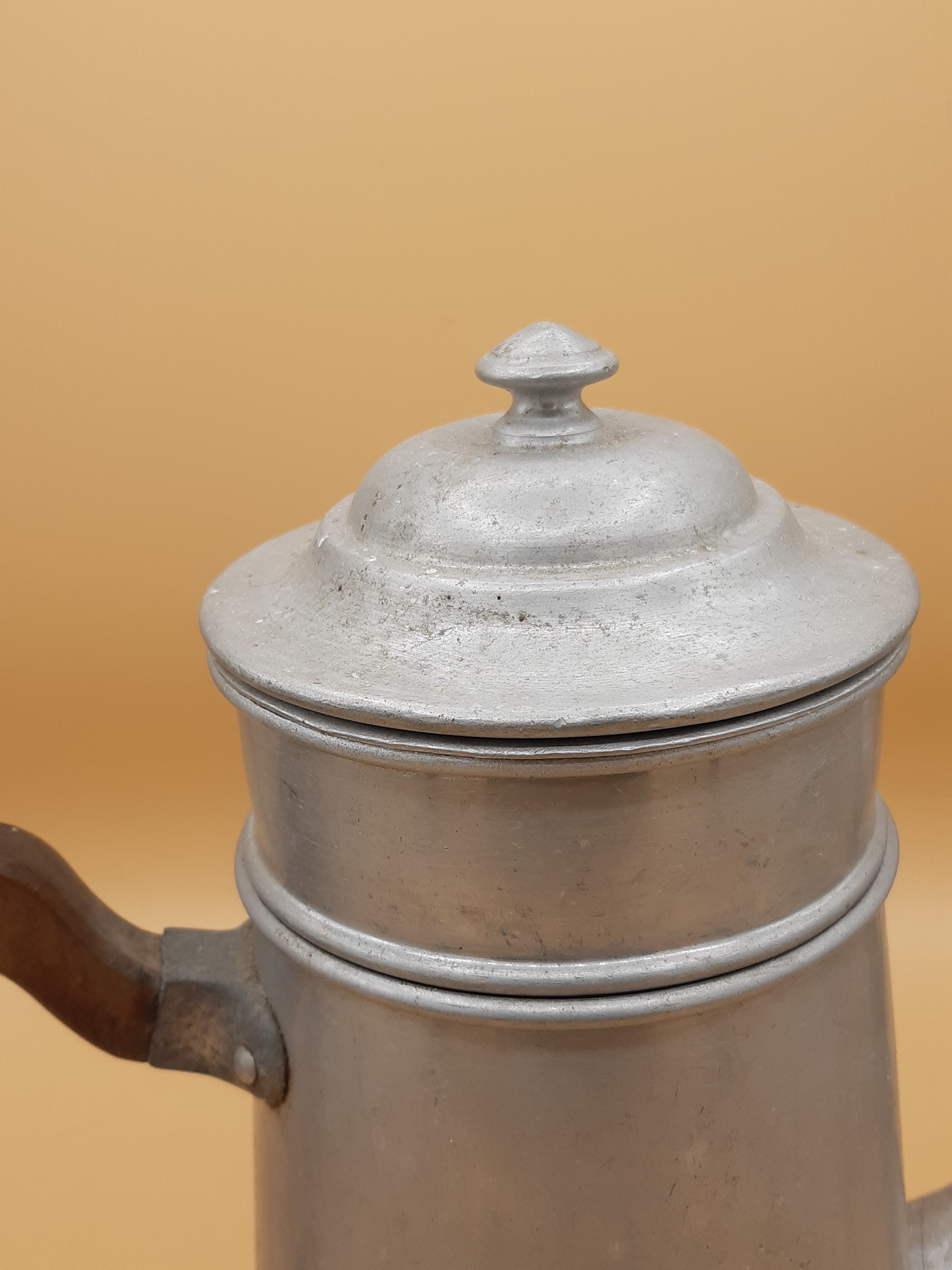 Antique aluminum coffee maker