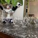 8  chiseled glass wine glasses 1960