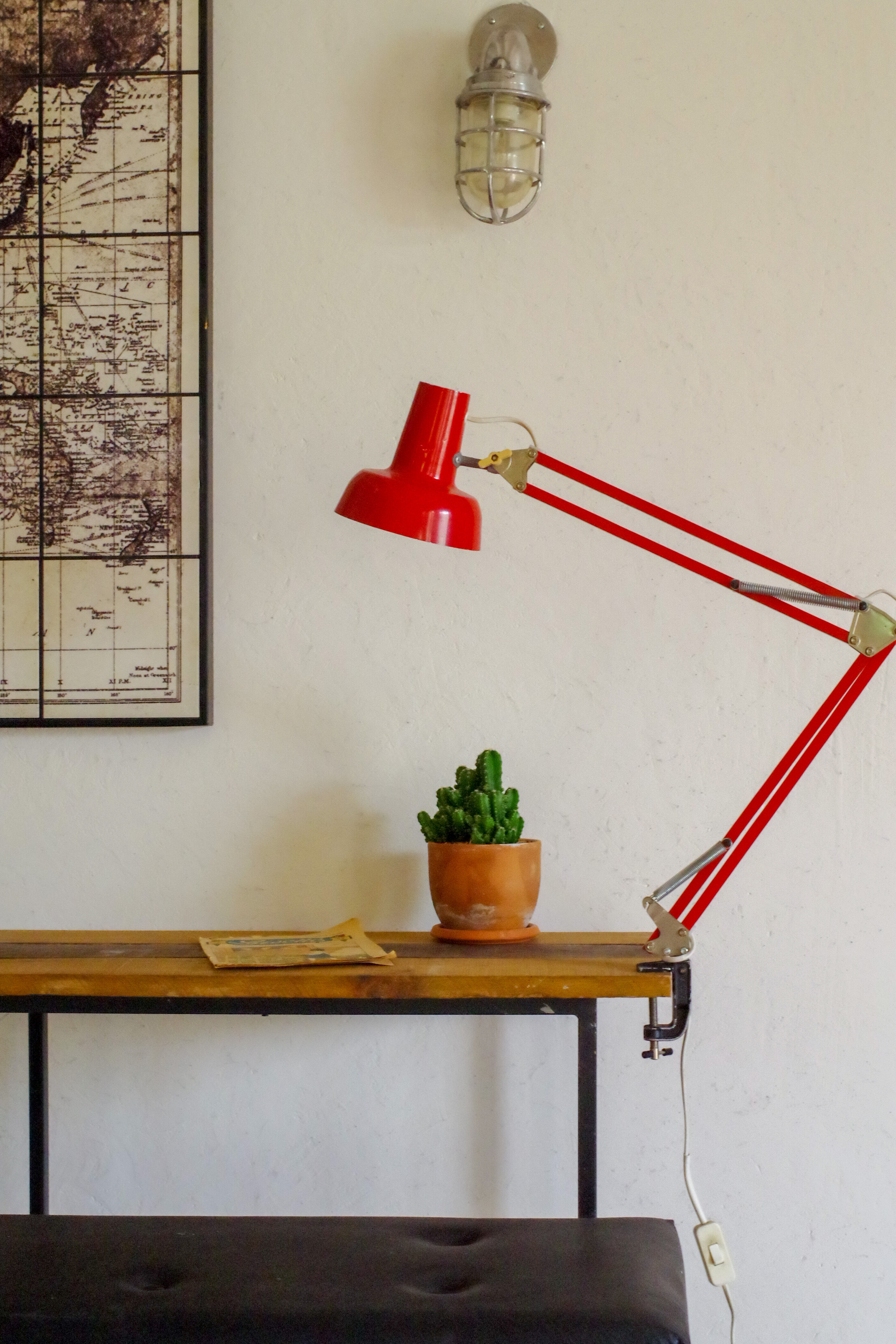 Red articulated architect lamp