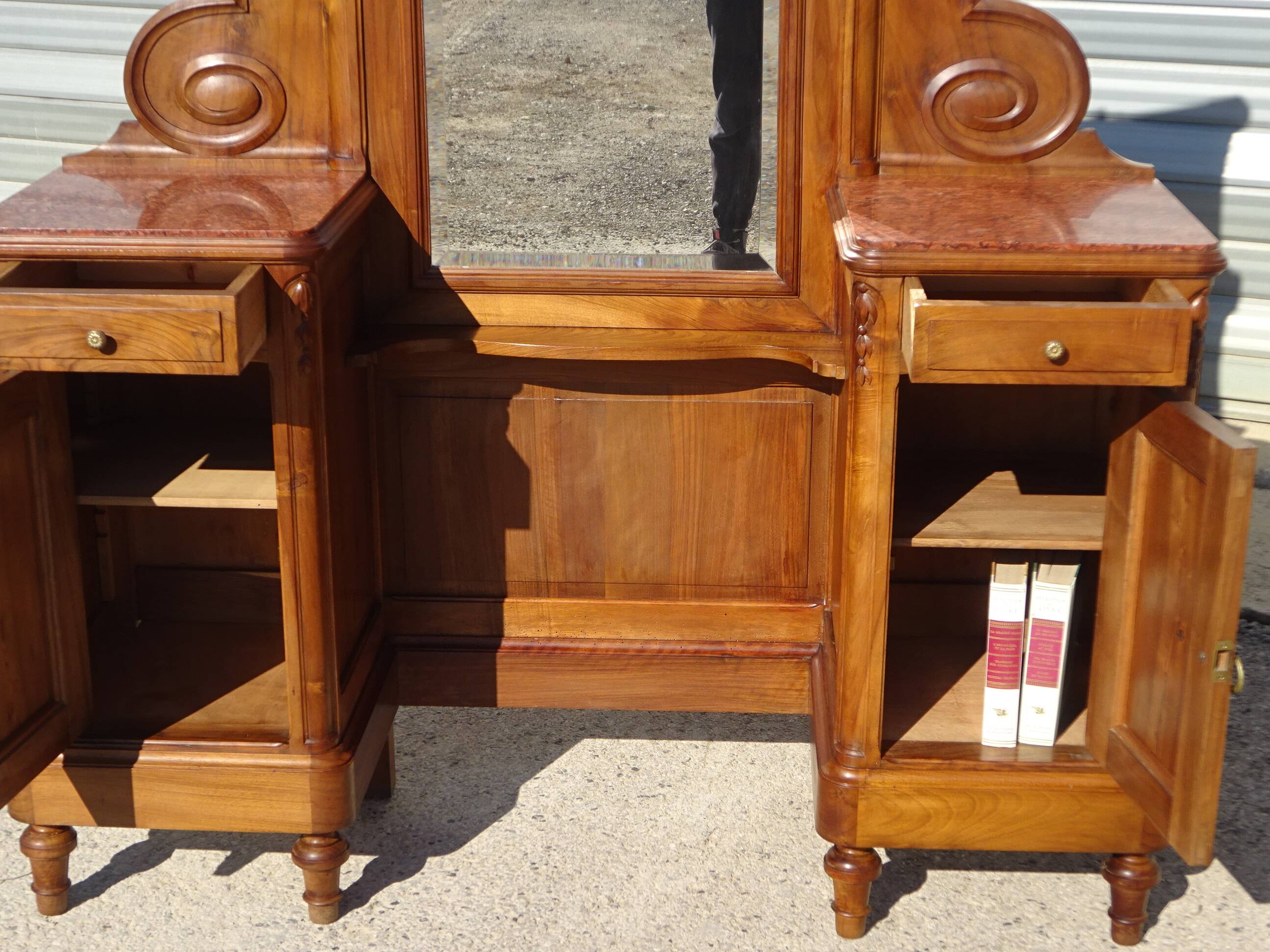Antique walnut dressing table, Louis XVI style