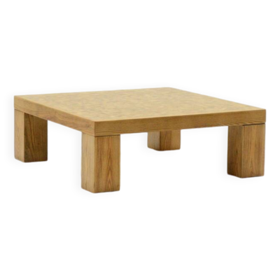 Table basse carrée en mosaïque de chêne de Rolf Middelboe & Gorm Lindum pour Tranekaer, Danemark années 70.