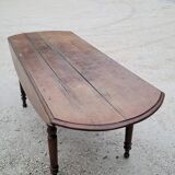 Burgundian oval farm table in 19th century solid oak with shutters - 1m93