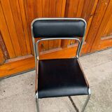 1 Of 5 Bauhaus chrome & faux leather dining chairs, 1980s,