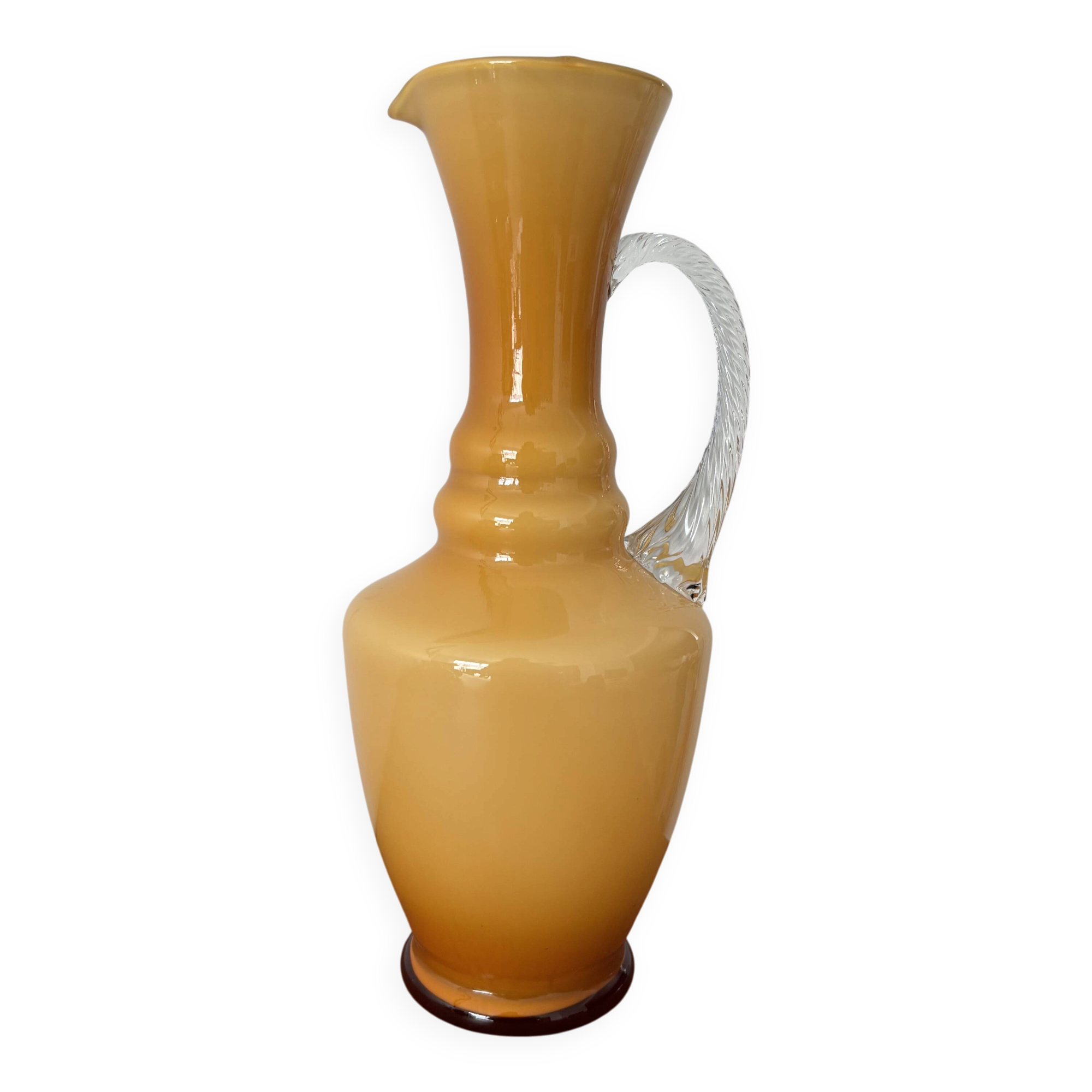 Vintage amber opaline vase retro mid-century glassware