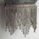 Pair French Vintage Mottled Glass Single Wall Lights Beaded Fringed Shade