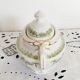 Antique green and gold English porcelain sugar bowl