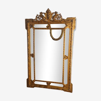 Large gilded wooden mirror Napoleon III
