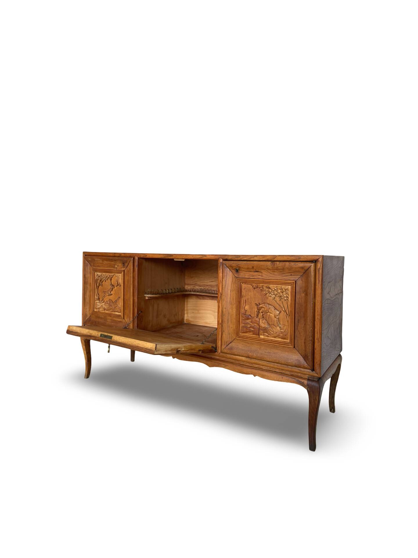 Italian Mid-Century cherrywood veneered and solid wood sideboard.