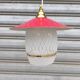 Pair of enamelled sheet metal and glass pendant lights