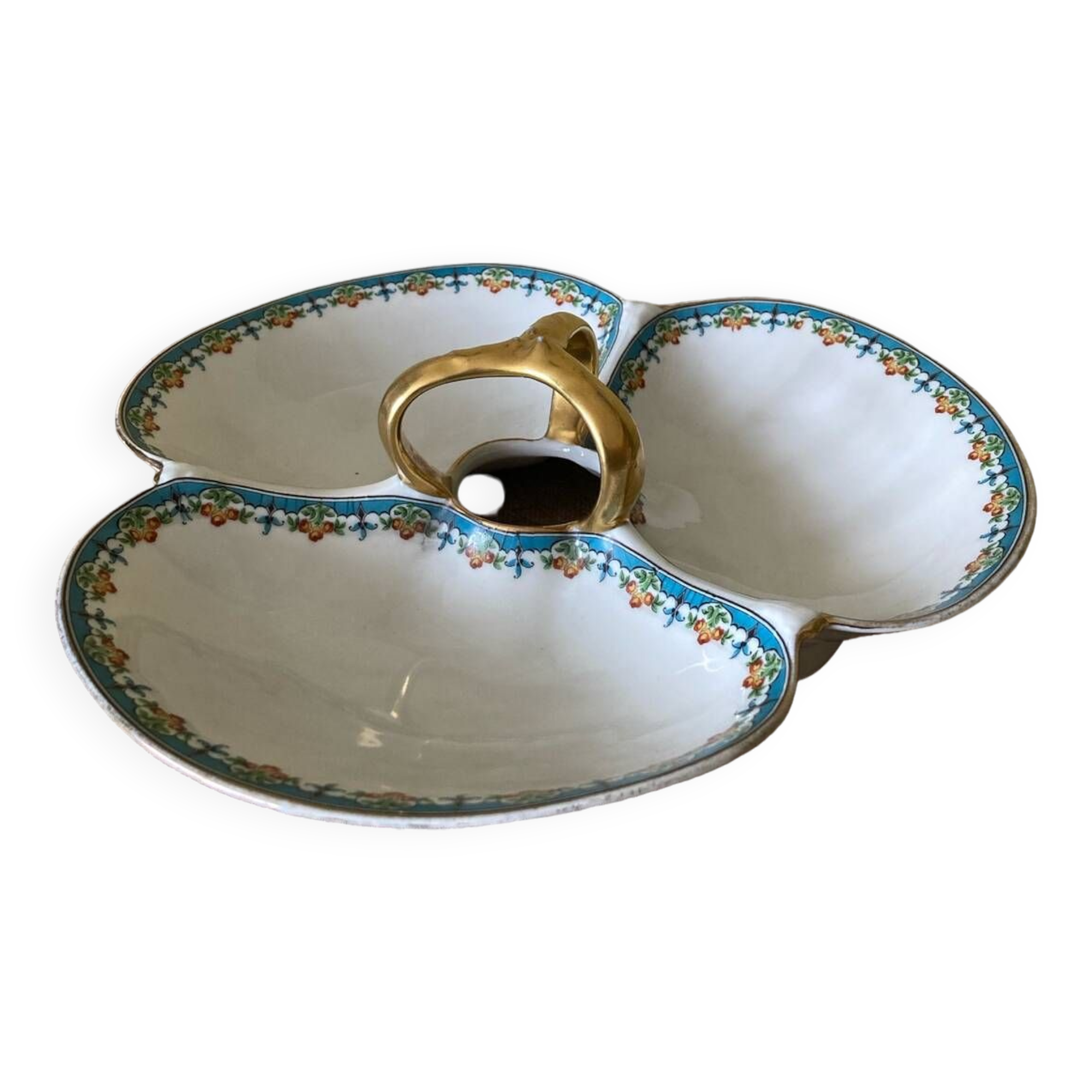 Three-compartment Limoges Havilland porcelain mendicant servant - Le Tanneur