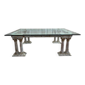 Table basse colonnes Corinthiennes et plateau verre