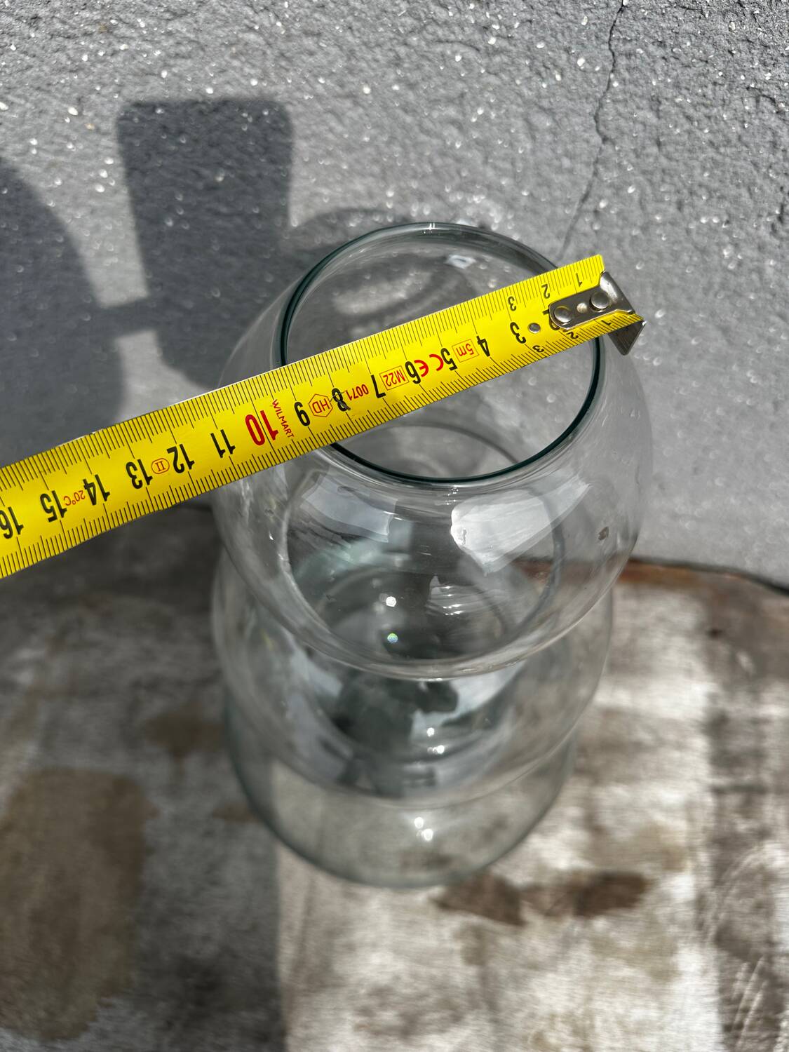 70's vase - 3 stacked spheres, transparent glass, H 50 cm