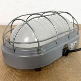 Industrial Grey Wall Light with Milk Glass, 1970s