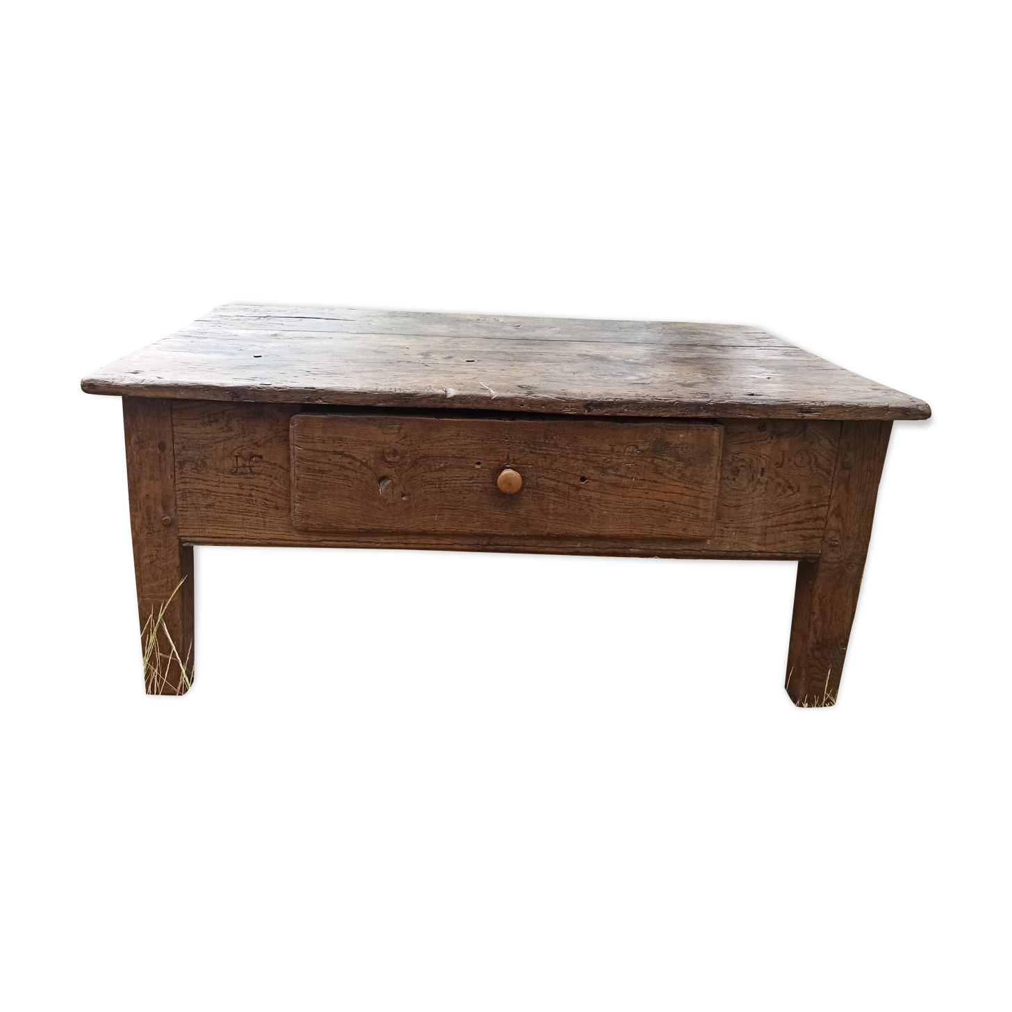 Rustic solid oak coffee table farmhouse initials J C
