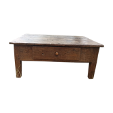 Rustic solid oak coffee table farmhouse initials J C