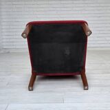 1960s, set of 2 Danish easy chairs, traditional Danish woven wool fabric.