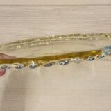 Coupe plate plat verre soufflé moulé coloré jaune miel Pierre D’Avesn Art Déco