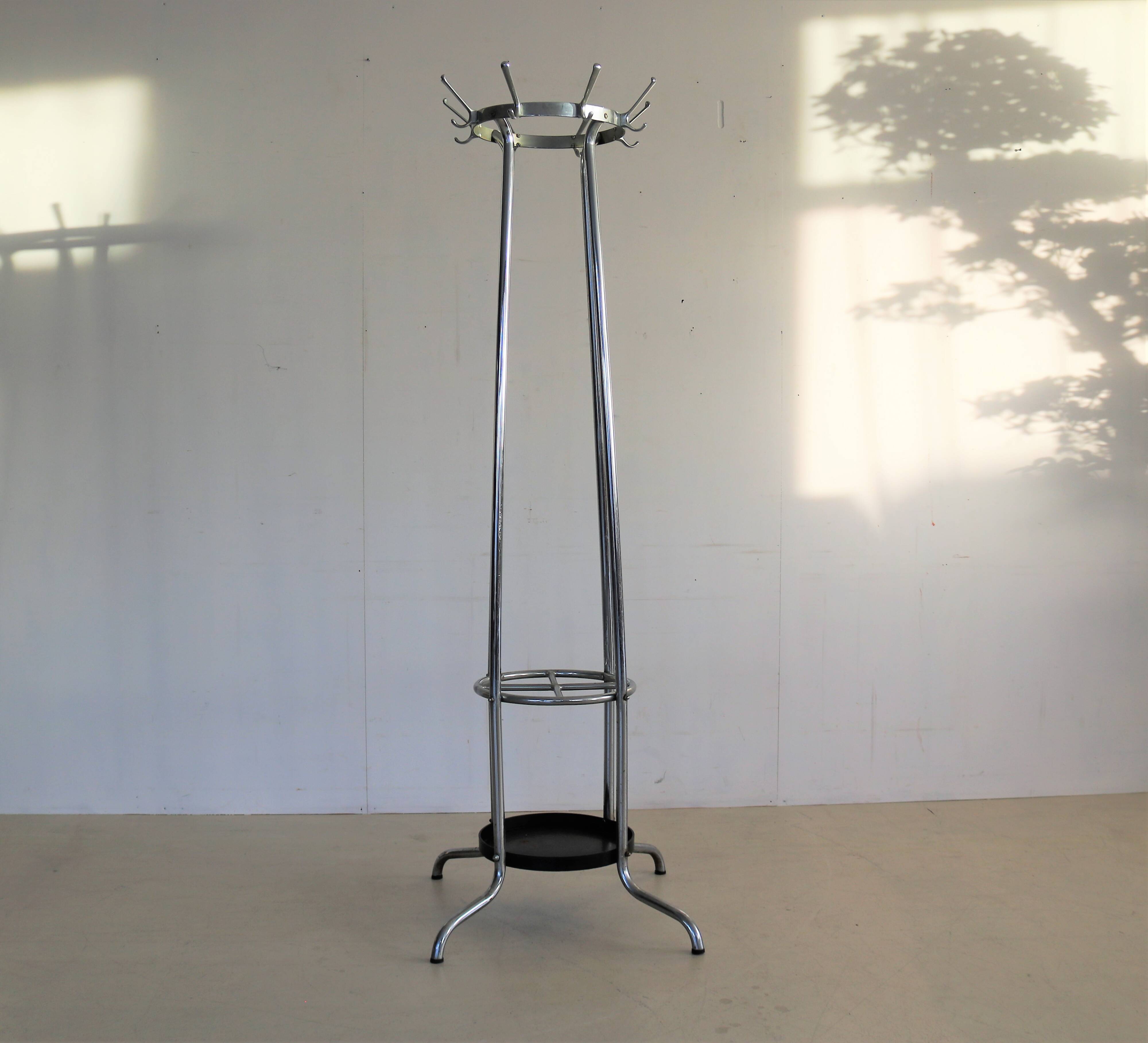 vintage standing coat rack | 70s | chrome