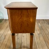 Bedside table in oak and brass 50s