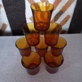 8 Duralex amber tumbler glasses