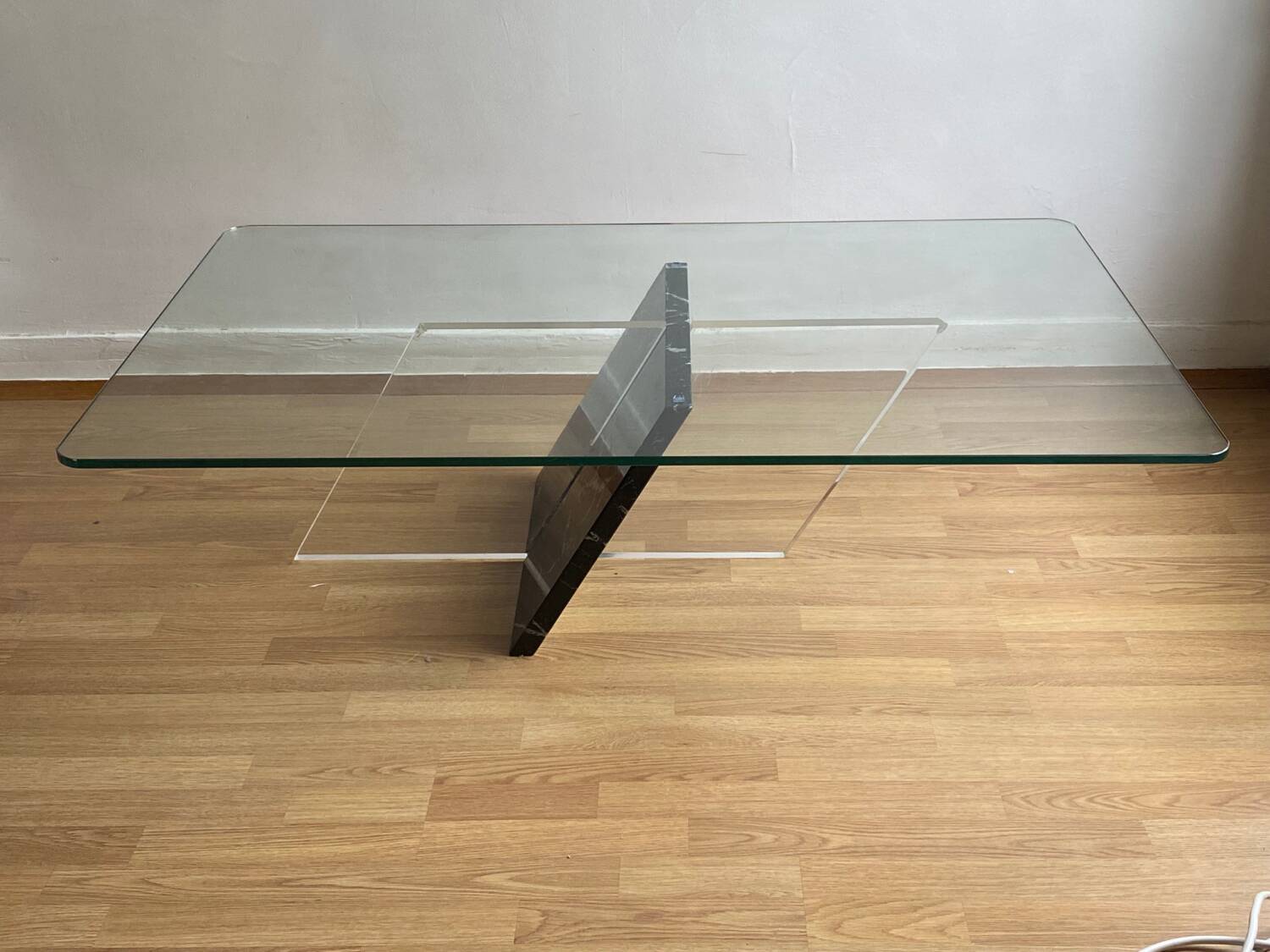 Glass coffee table, 70s