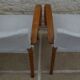 Chic 1950s bridge chairs in solid wood, white and beige, hand-stitched.