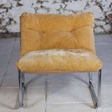 Vintage "Pixi" style armchair in velvet and chrome, 1970