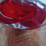 Authentic Murano red heart vase signed
