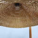 Mid-Century Floor Lamp with Rattan Shade, Czechoslovakia, 1960s