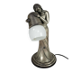 Silver Vermeil Figural Table Lamp with Opaline Glass. Italy 1960s