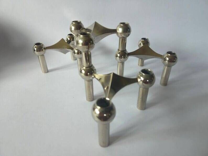 Set of Four Sculptural, Stackable Candle Holders Stoffi & Nagel for BMF Nagel