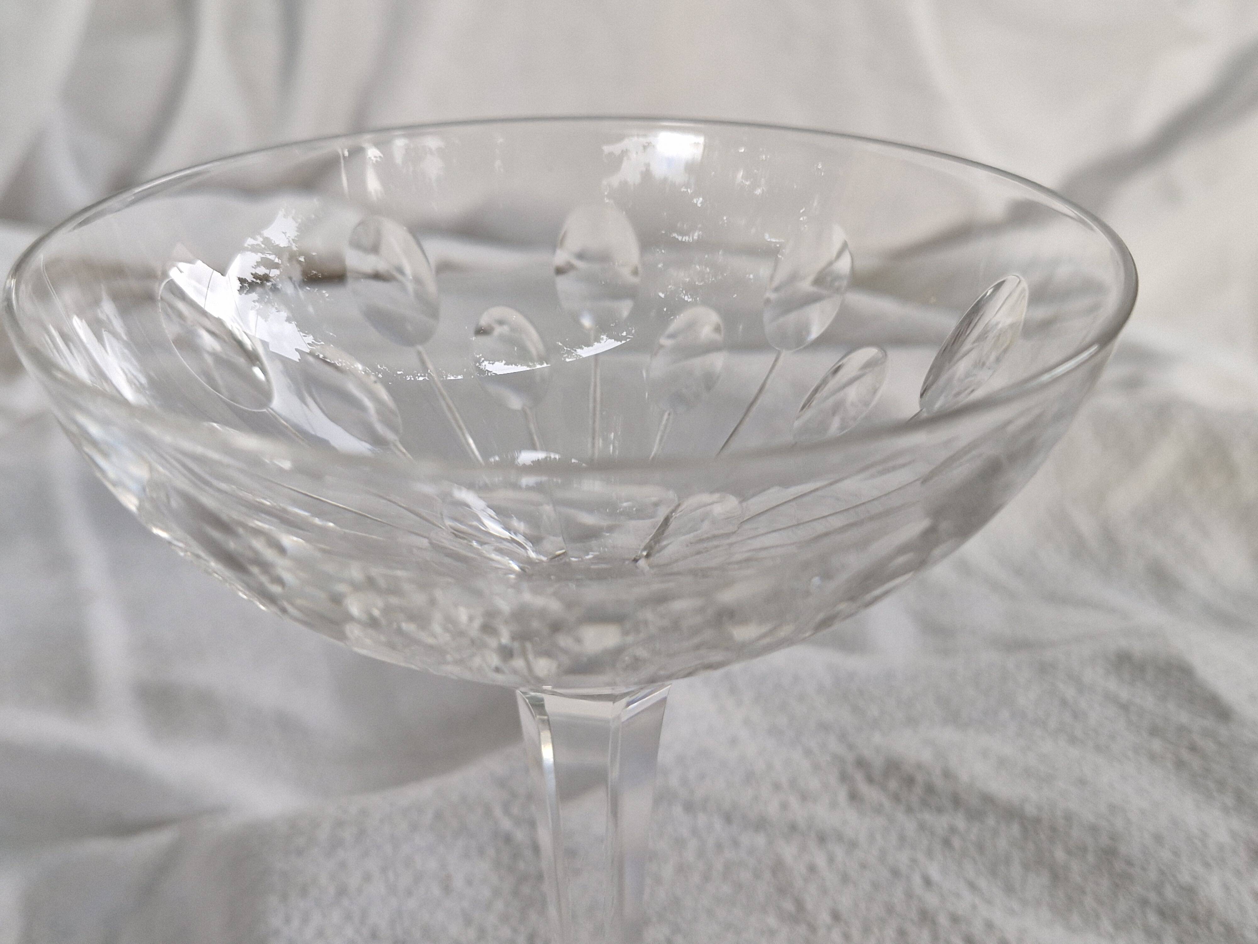 1 Val Saint Lambert crystal champagne glass, Nestor model, Hamle cut