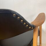 Scandinavian armchair by Erik Kirkegaard in oak and leather, 1960s