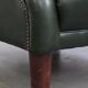 Fauteuil Chesterfield en cuir de vache vert de style anglais classique