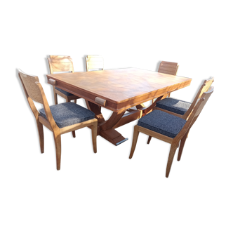 Table and chairs art deco Gaston Poisson