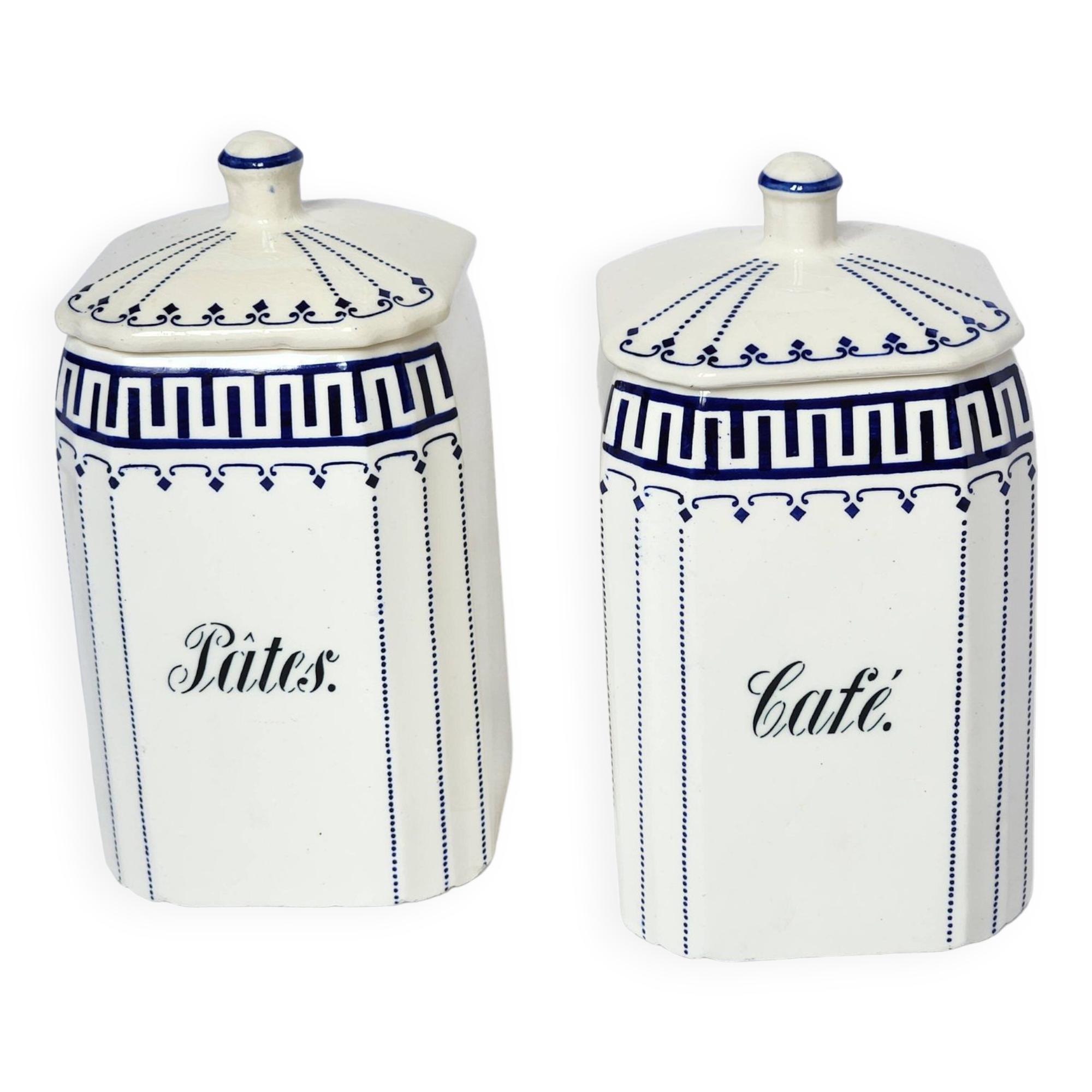 Lot de 2 pots à épices Pâtes et Café de la manufacture allemande Ferdinand Musterschutz. Vintage