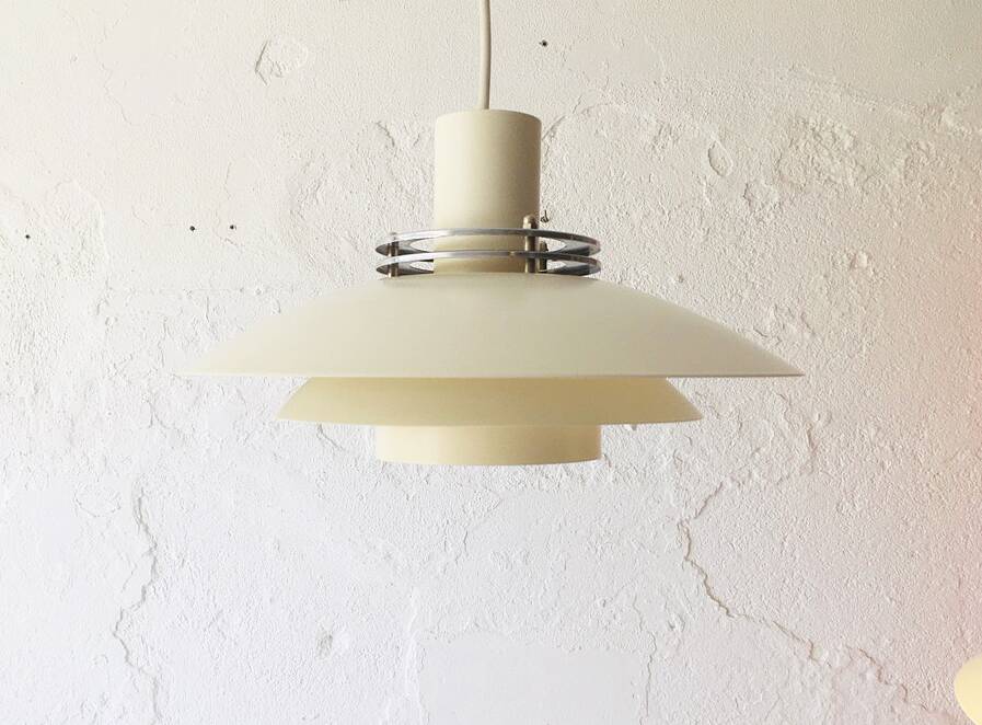 Danish pendant light in beige metal and chrome metal, 1970