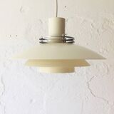 Danish pendant light in beige metal and chrome metal, 1970