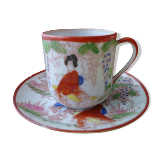 Set of 8 green tea cups or coffee litron shape in Porcelain of Japan