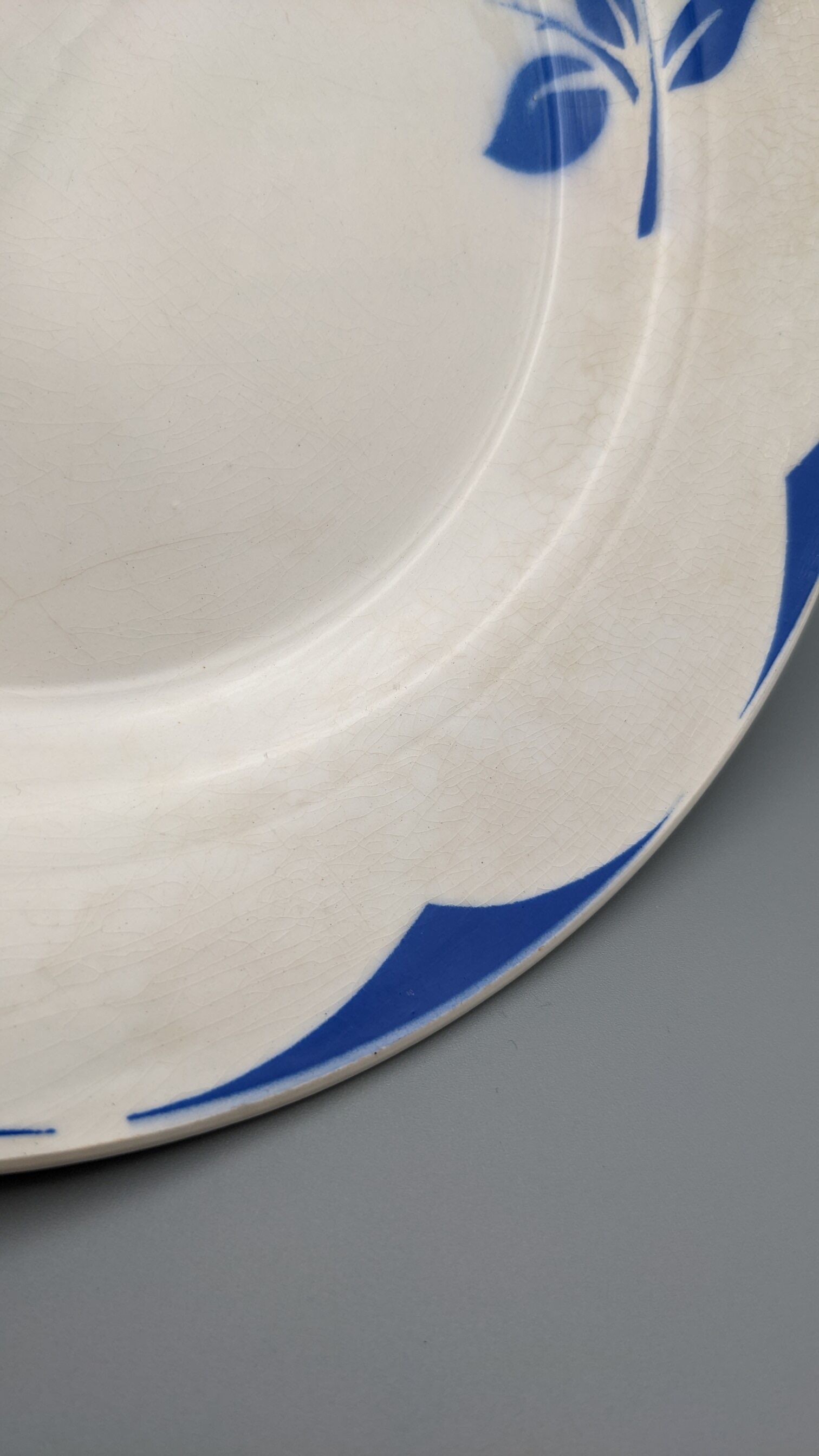 Series of 6 vintage art deco plates Digoin Sarreguemines Corsica blue flowers